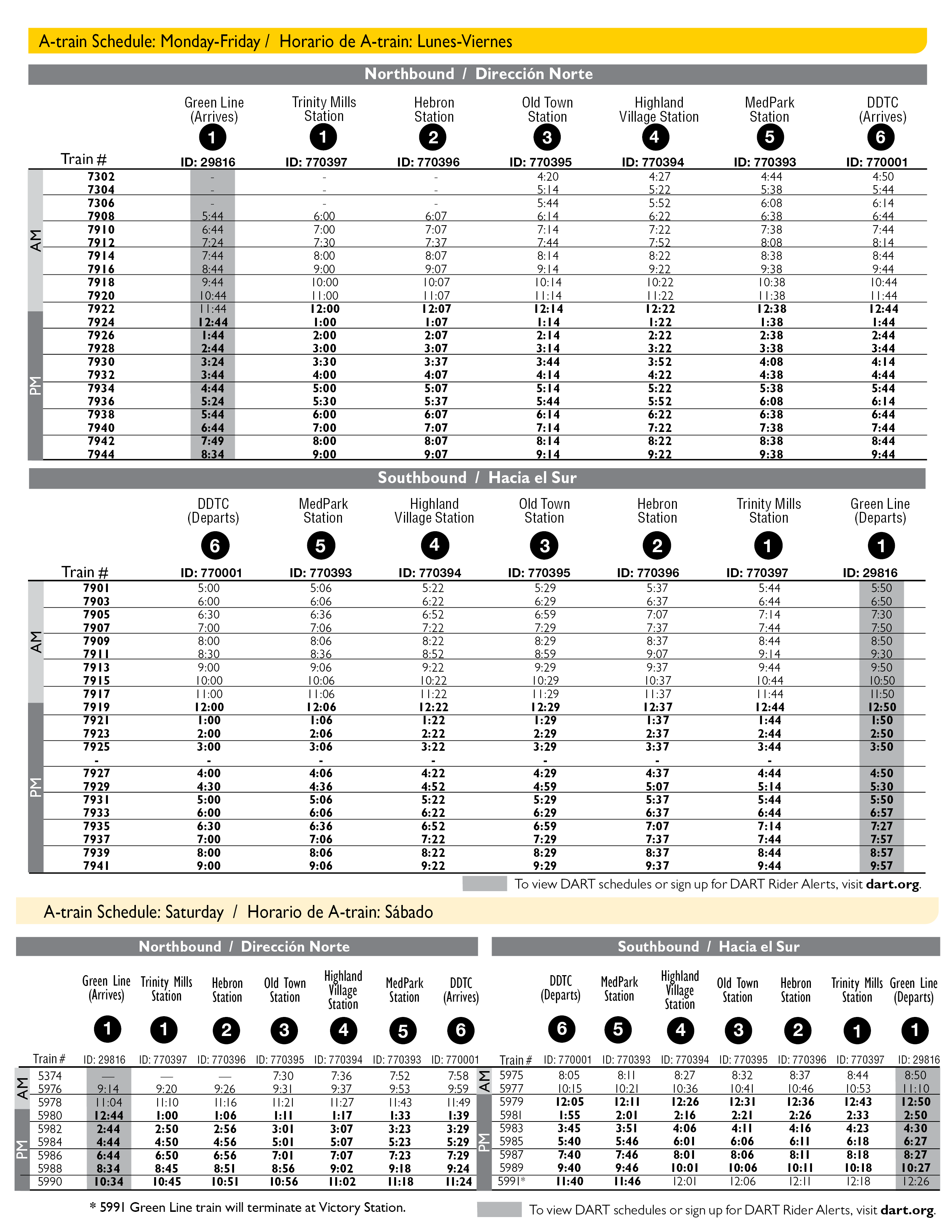 A-train Schedule