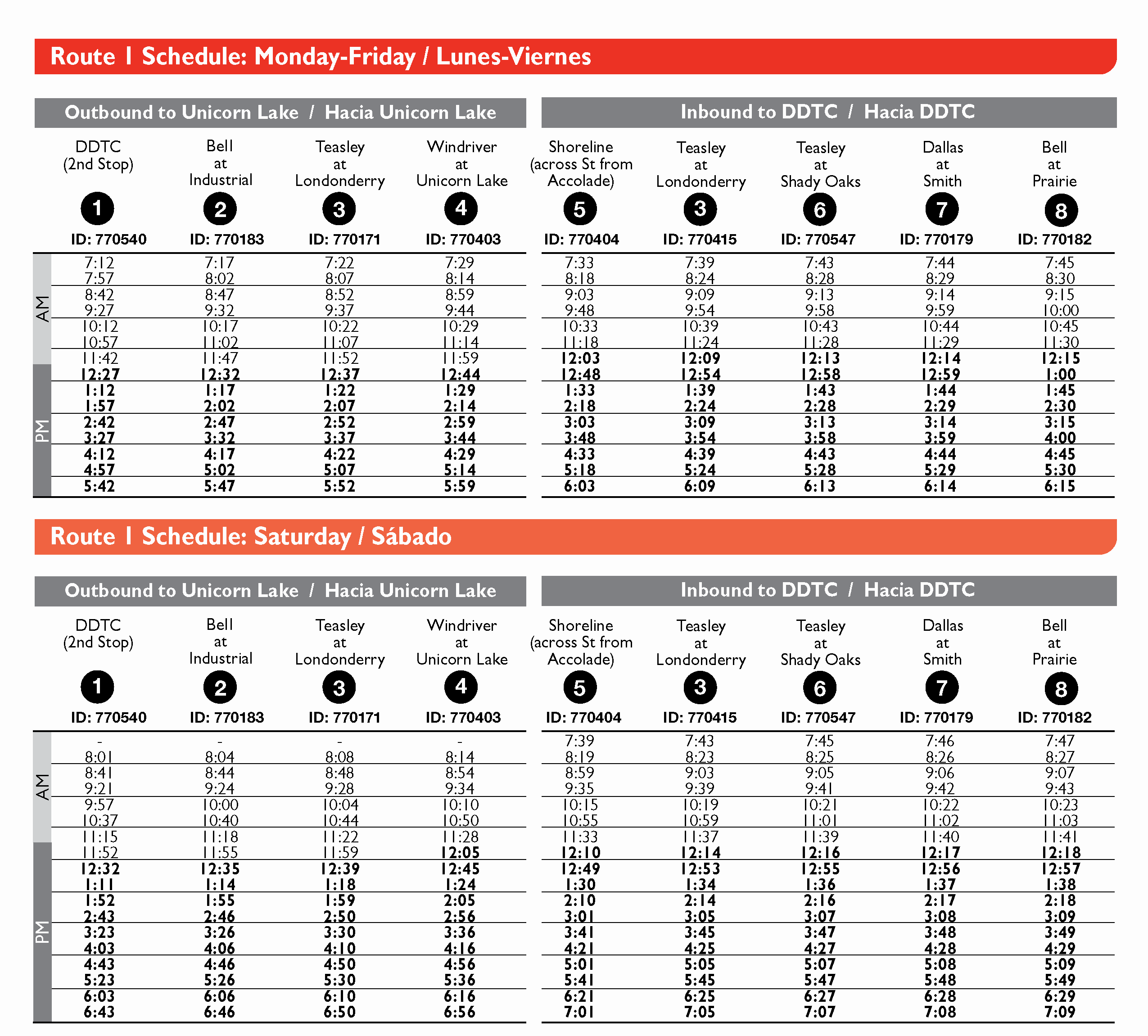 Route 1 Schedule
