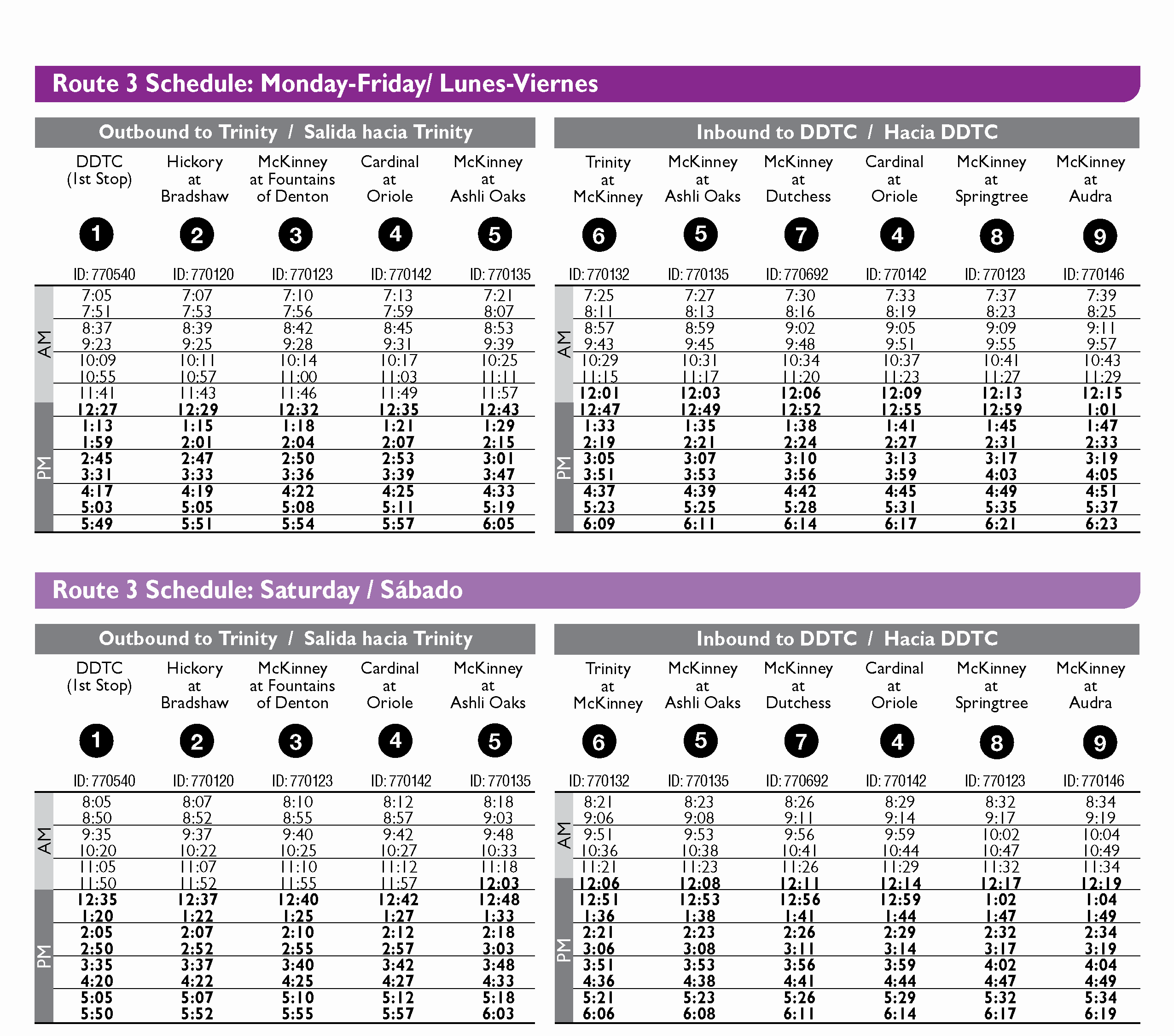 Route 3 Schedule