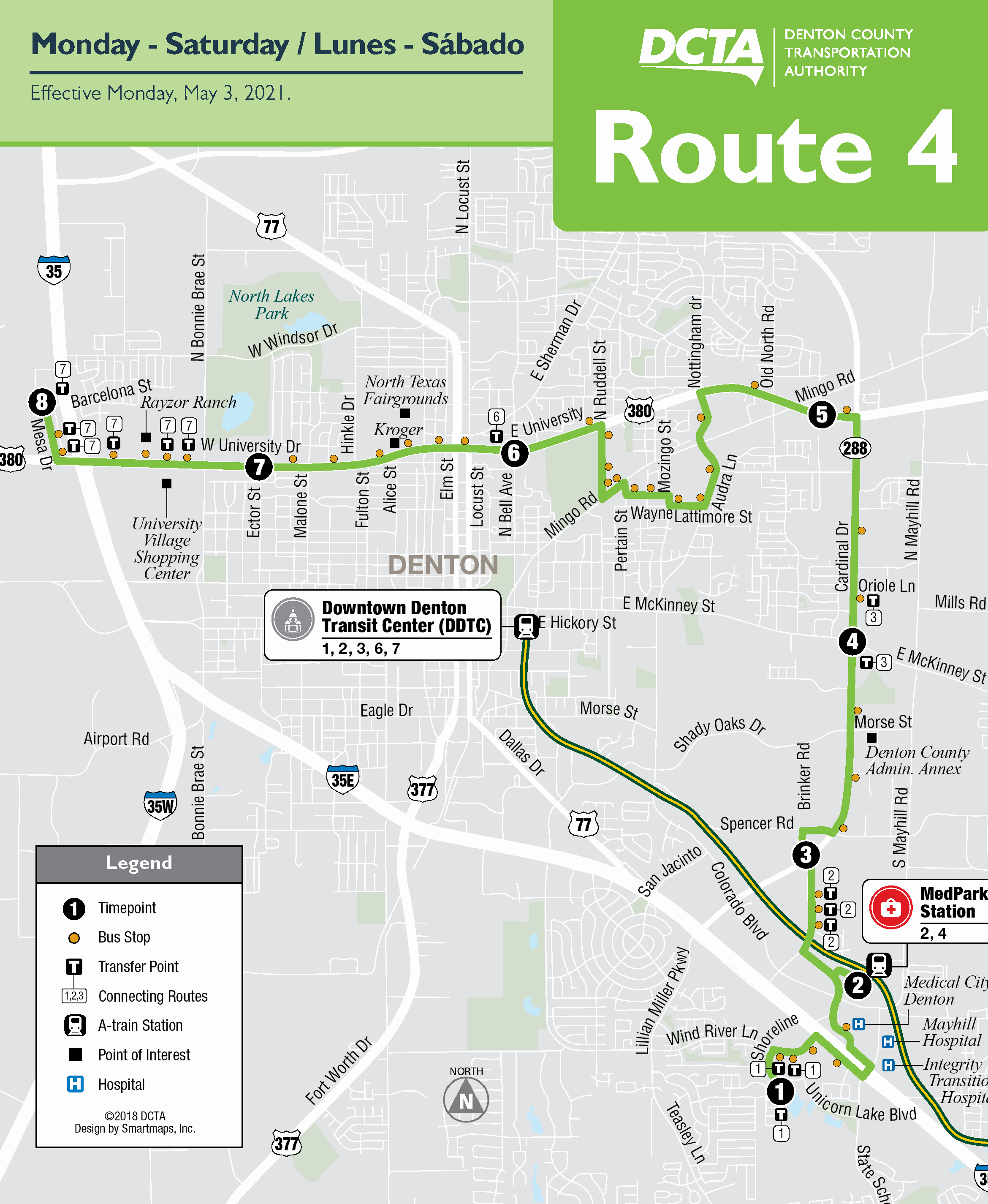 Northbound Route 4 Map