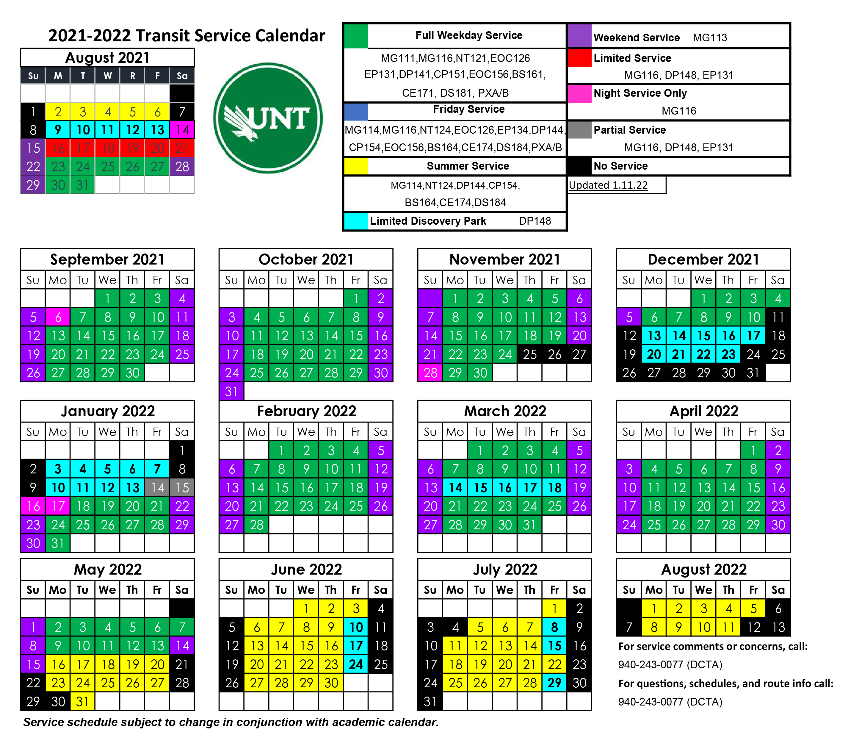 Unt Finals Schedule Spring 2022 University Routes | Dcta