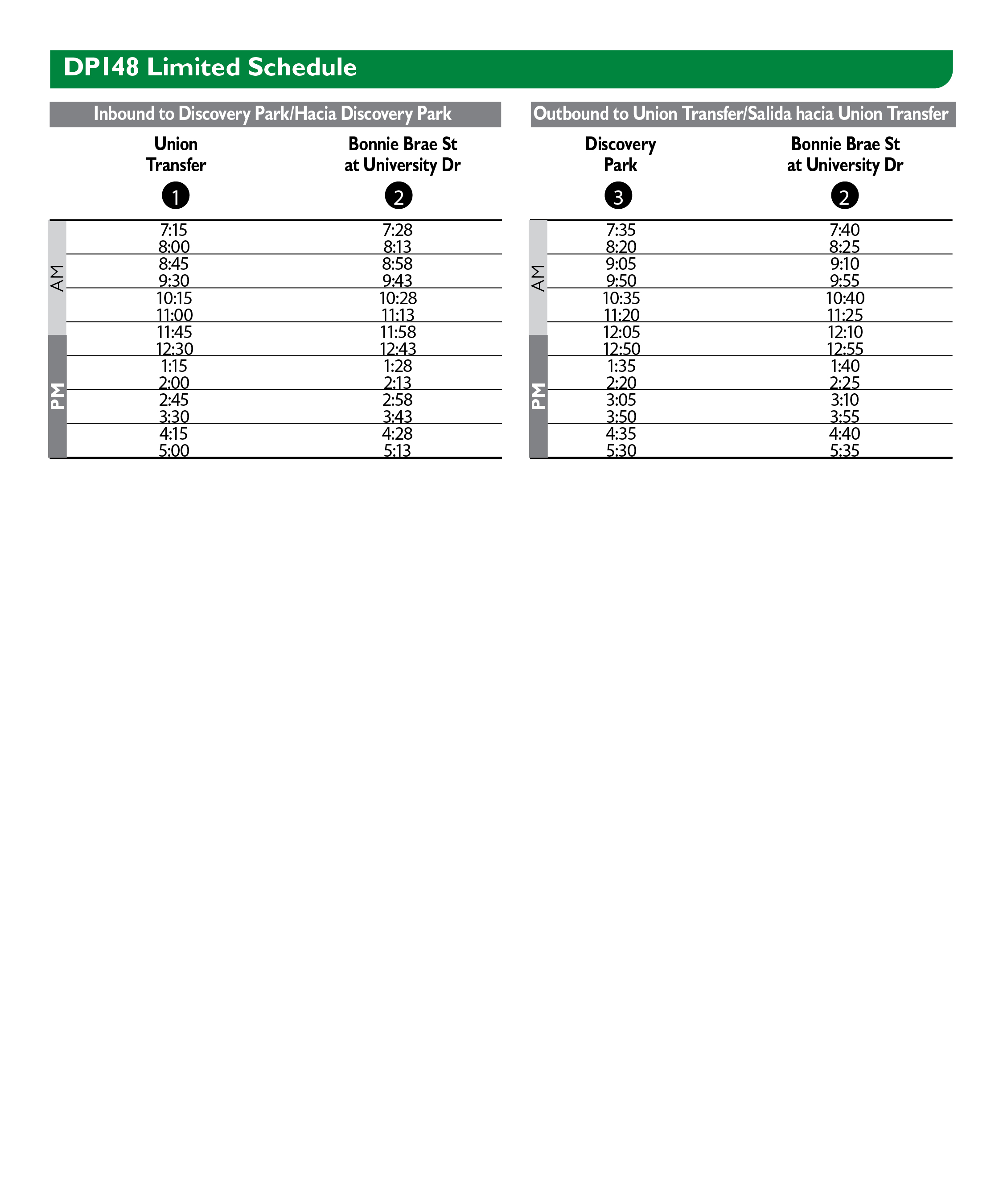 Discovery Park Limited Schedule