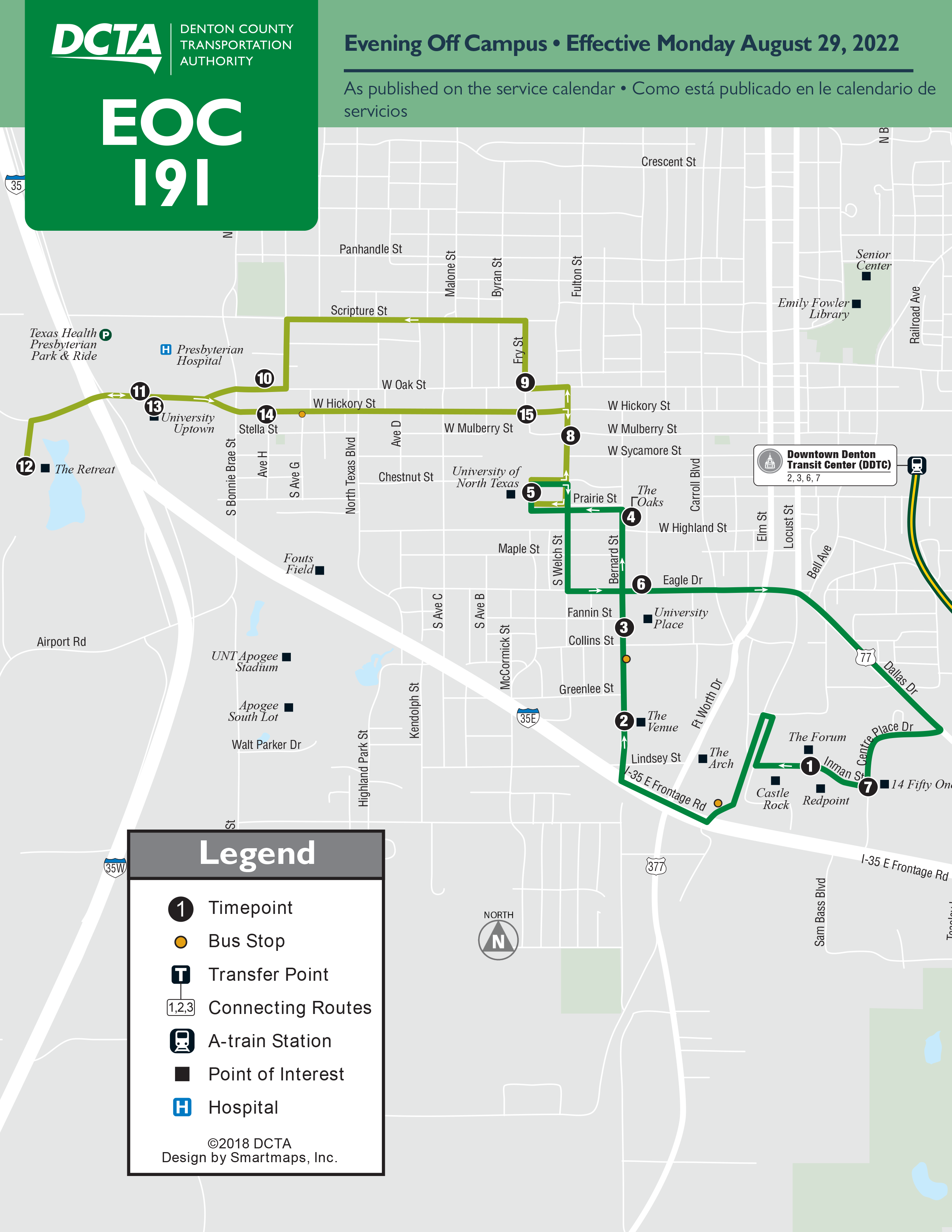 Evening Off-Campus Route 191 Map
