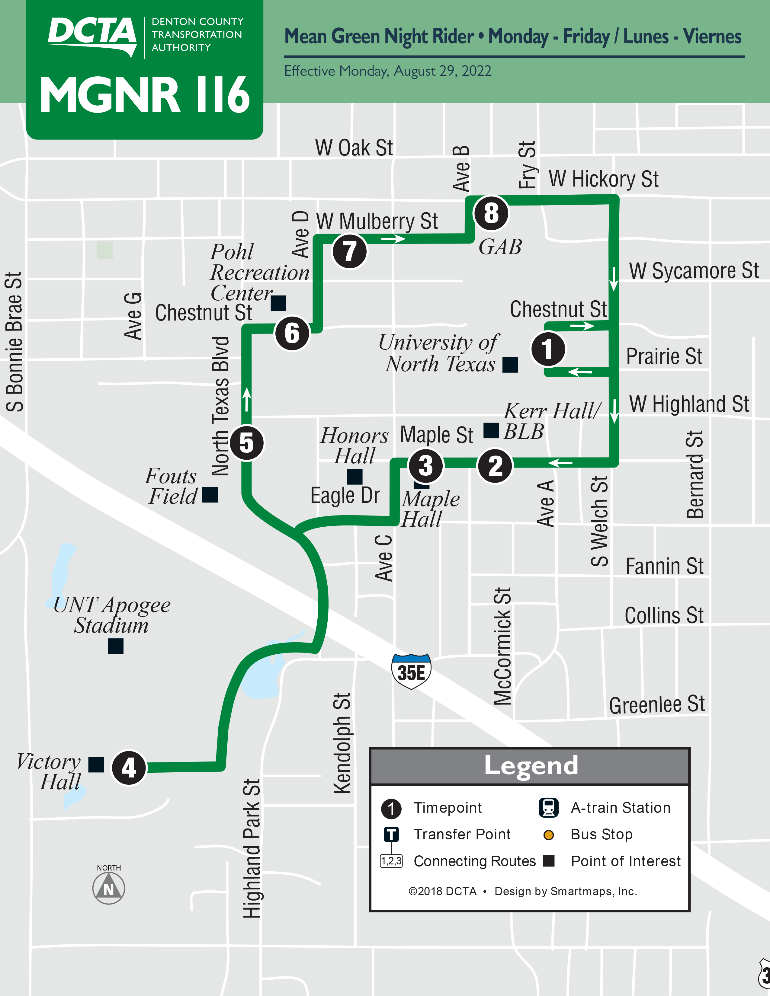 Mean Green Night Rider Route 116 Map