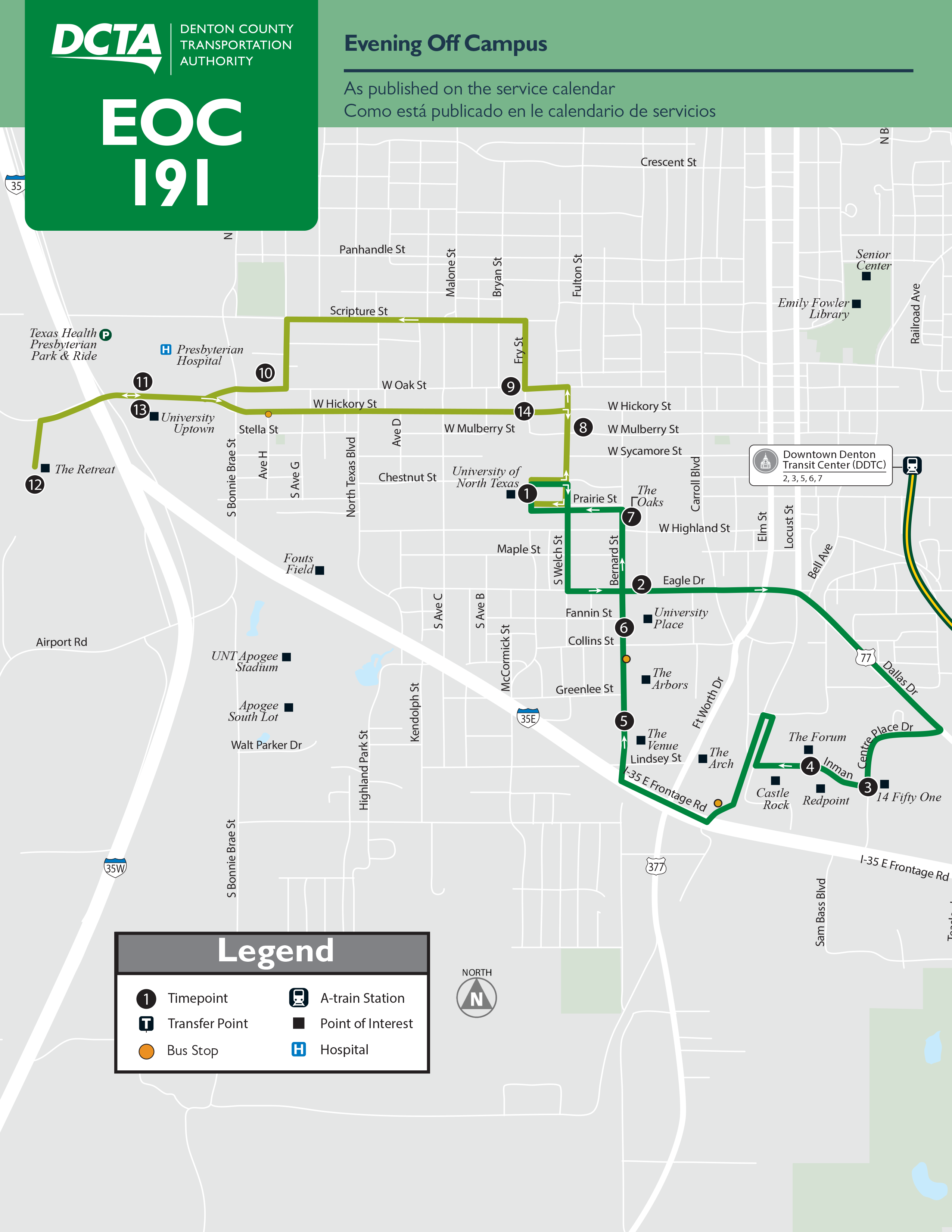 Evening Off-Campus Route 191 Map