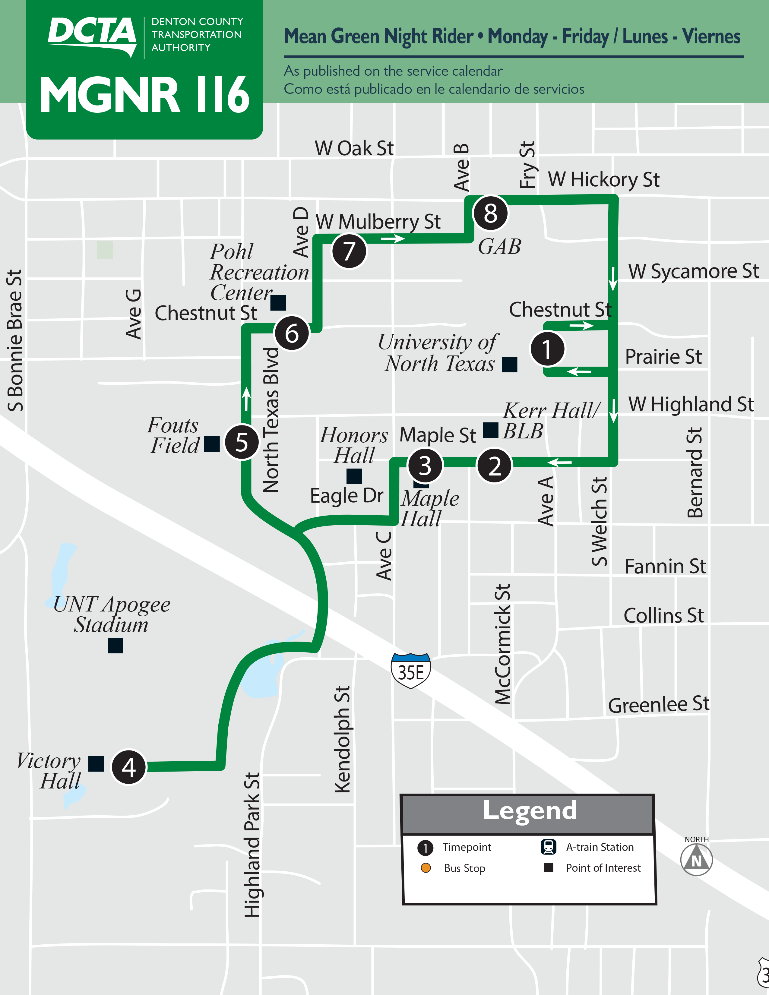 Mean Green Night Rider Route 116 Map