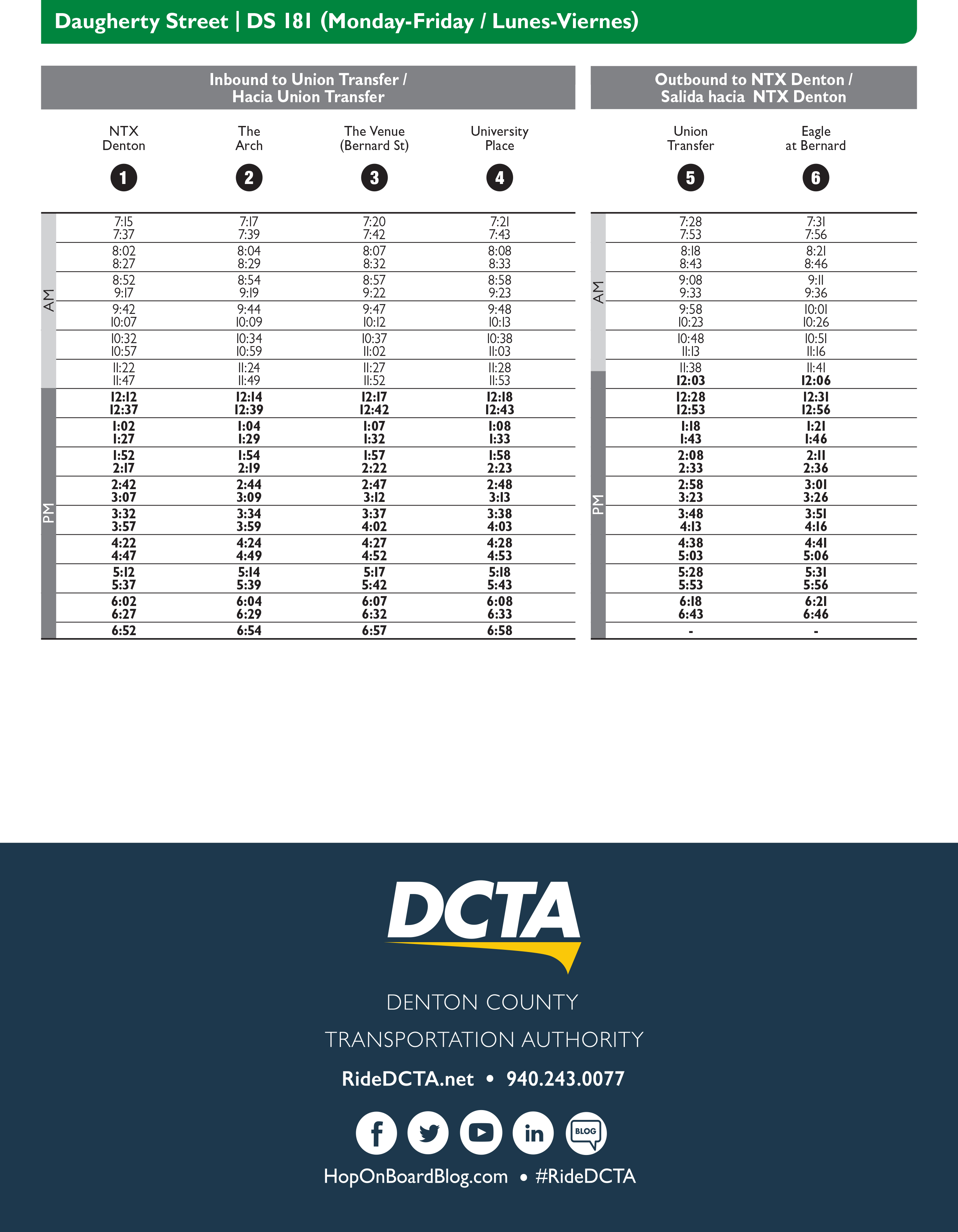 UNT DS181 1-13-2023 SCHEDULE