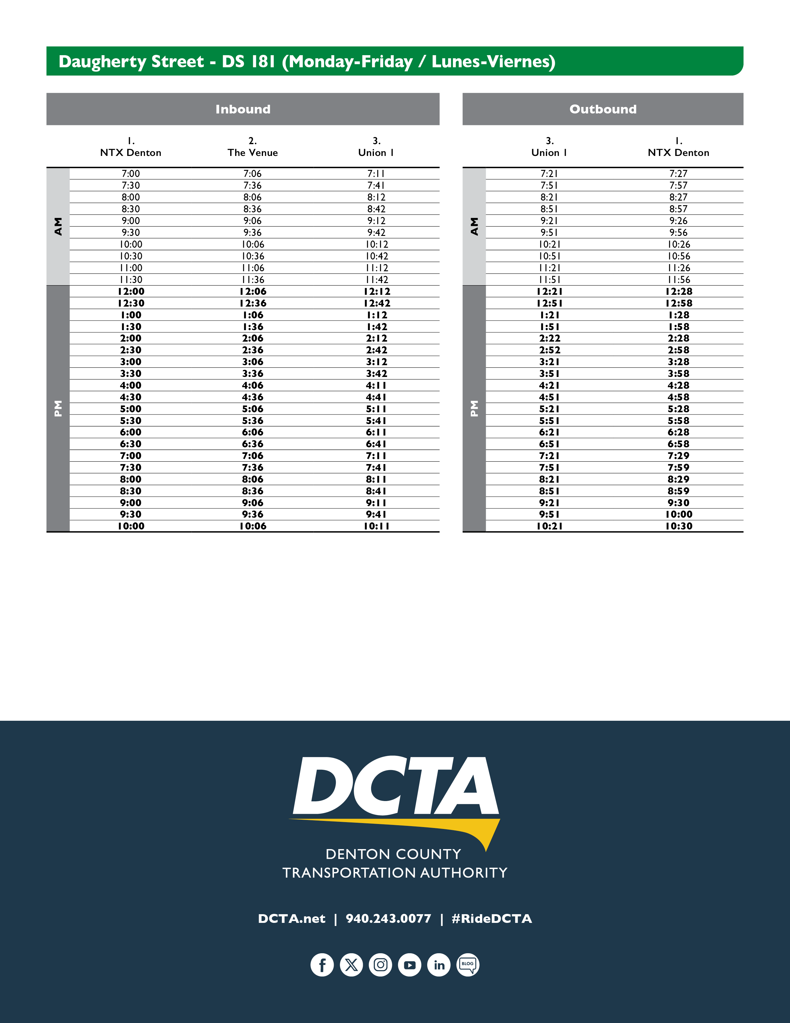 DS 181 Schedule