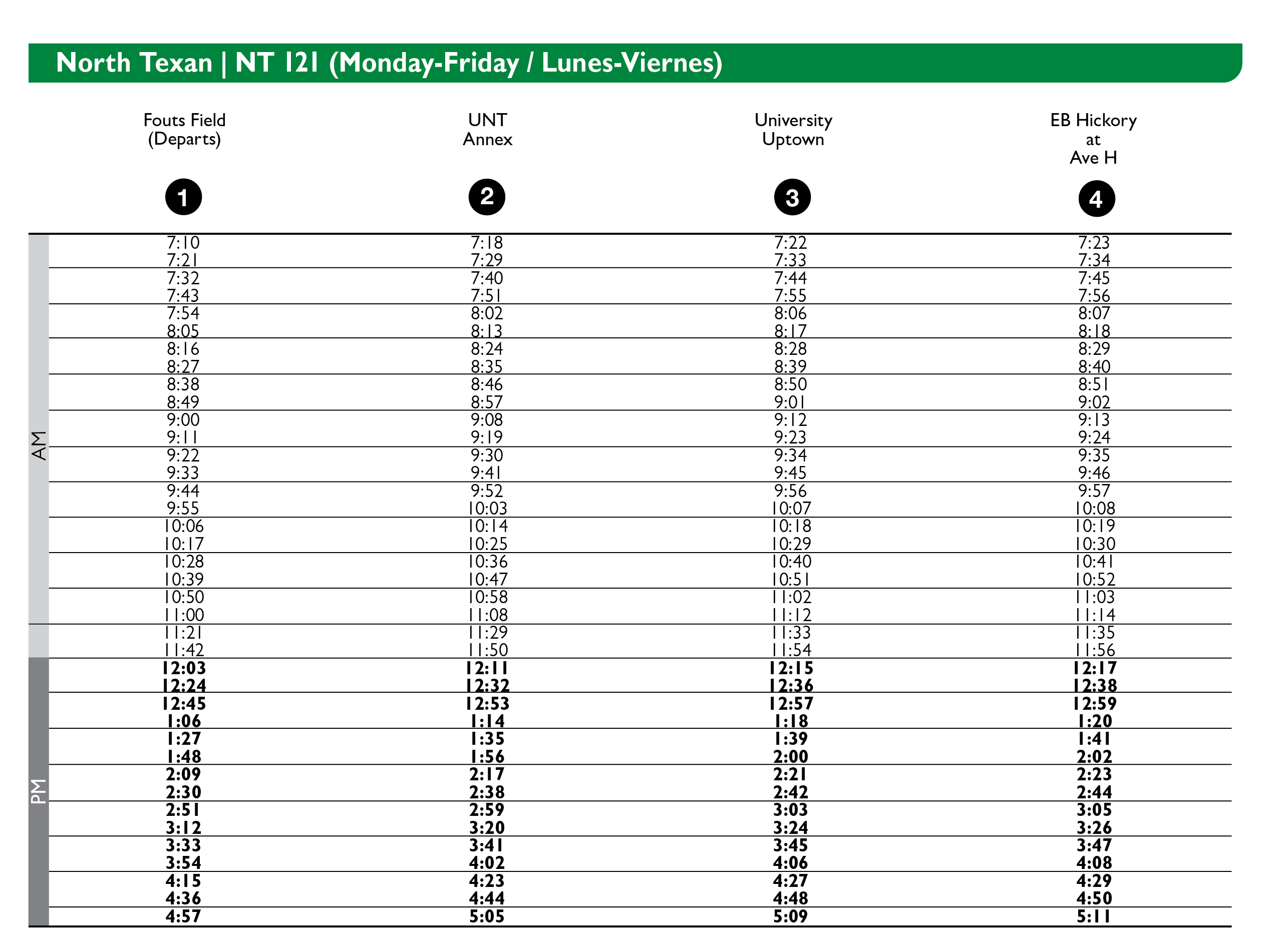 North Texan Schedule