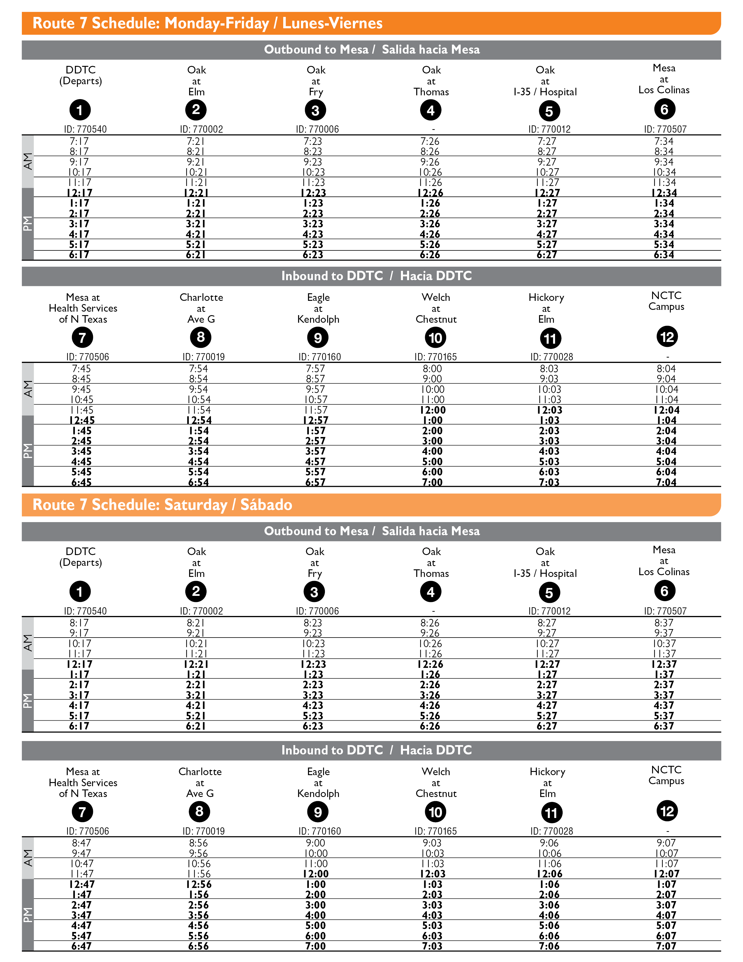 Route 7 Schedule