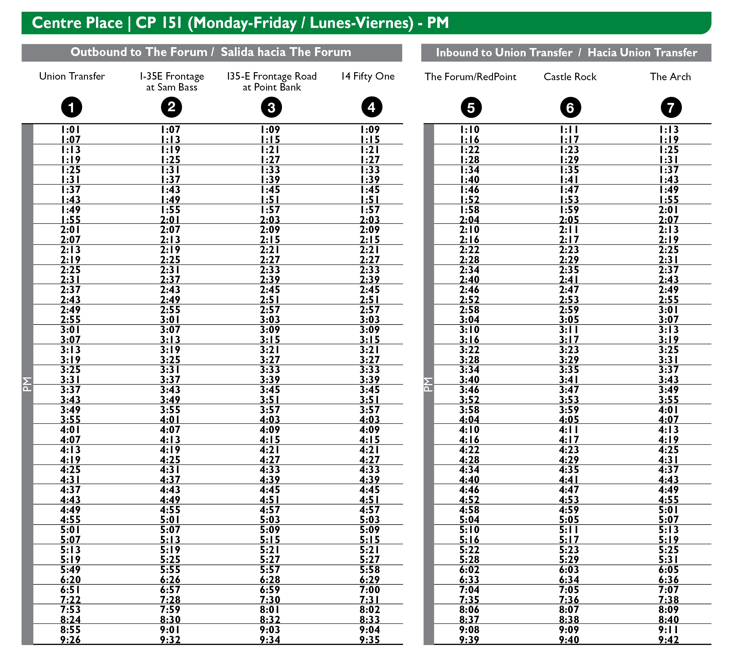 Centre Place Schedule - PM Times