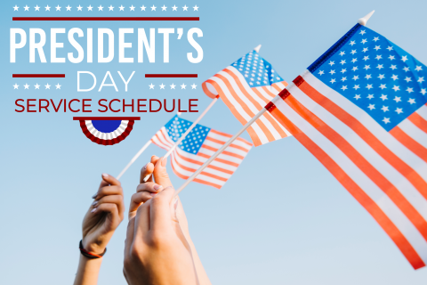 2019 President's Day Service Schedule