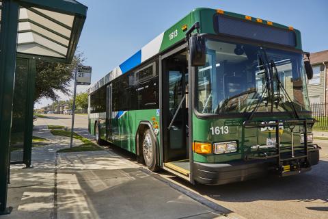 DCTA bus sitting at bus stop