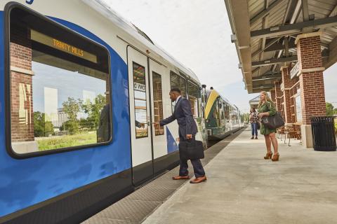 Passengers boarding the A-train