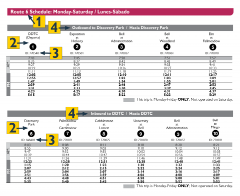 Bus - How To Read The Schedule