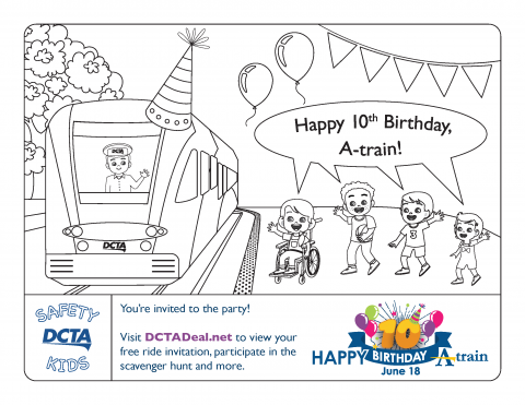 A-train 10th Birthday Coloring Page Thumbnail