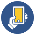 Hand and Phone Round Icon