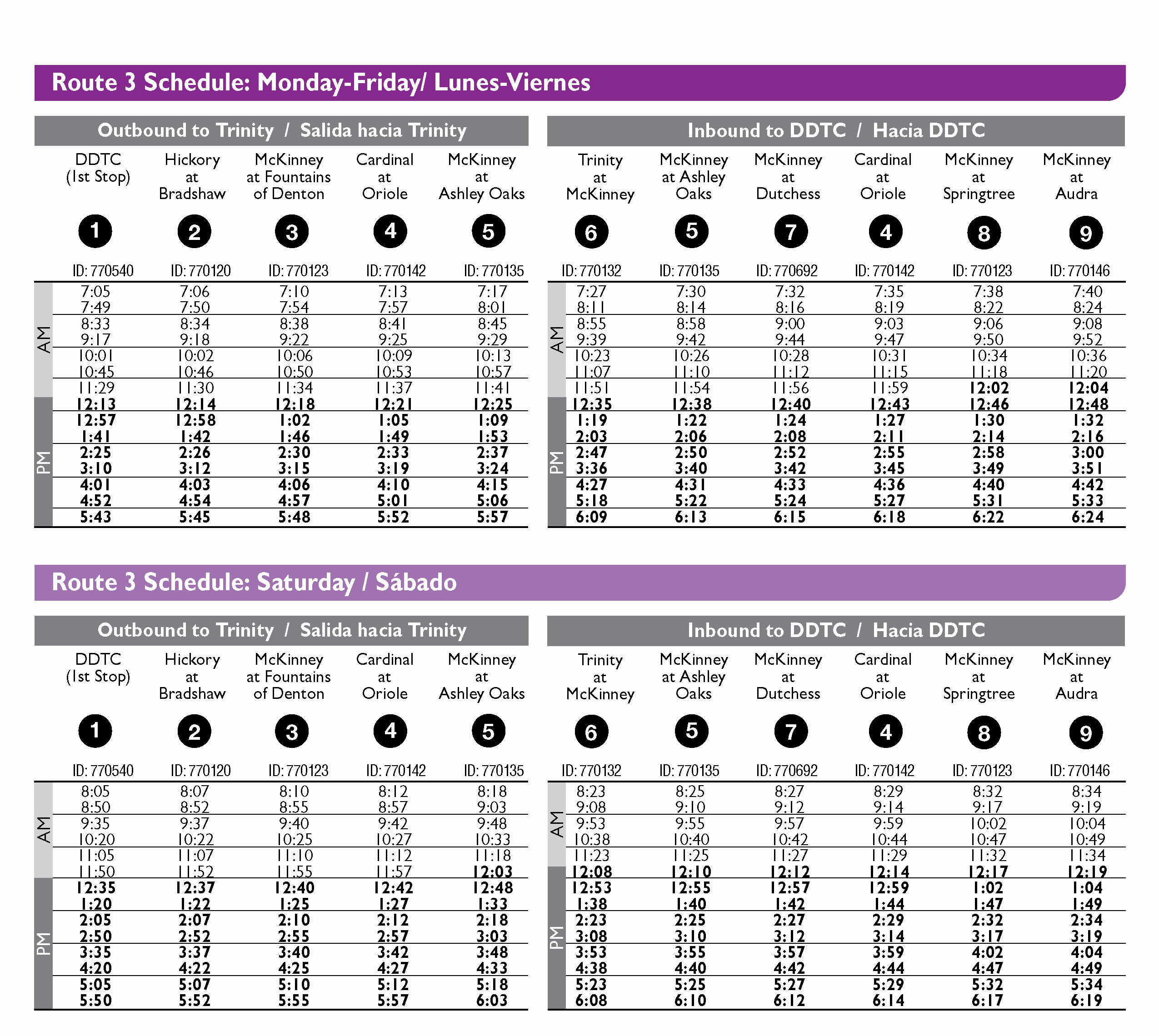Route 3 Schedule