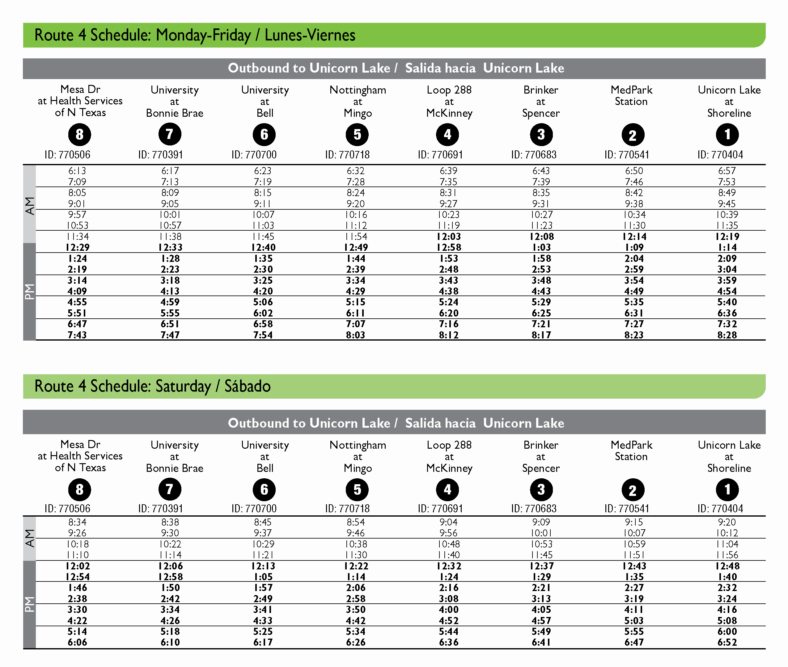 Route 4 Schedule 2