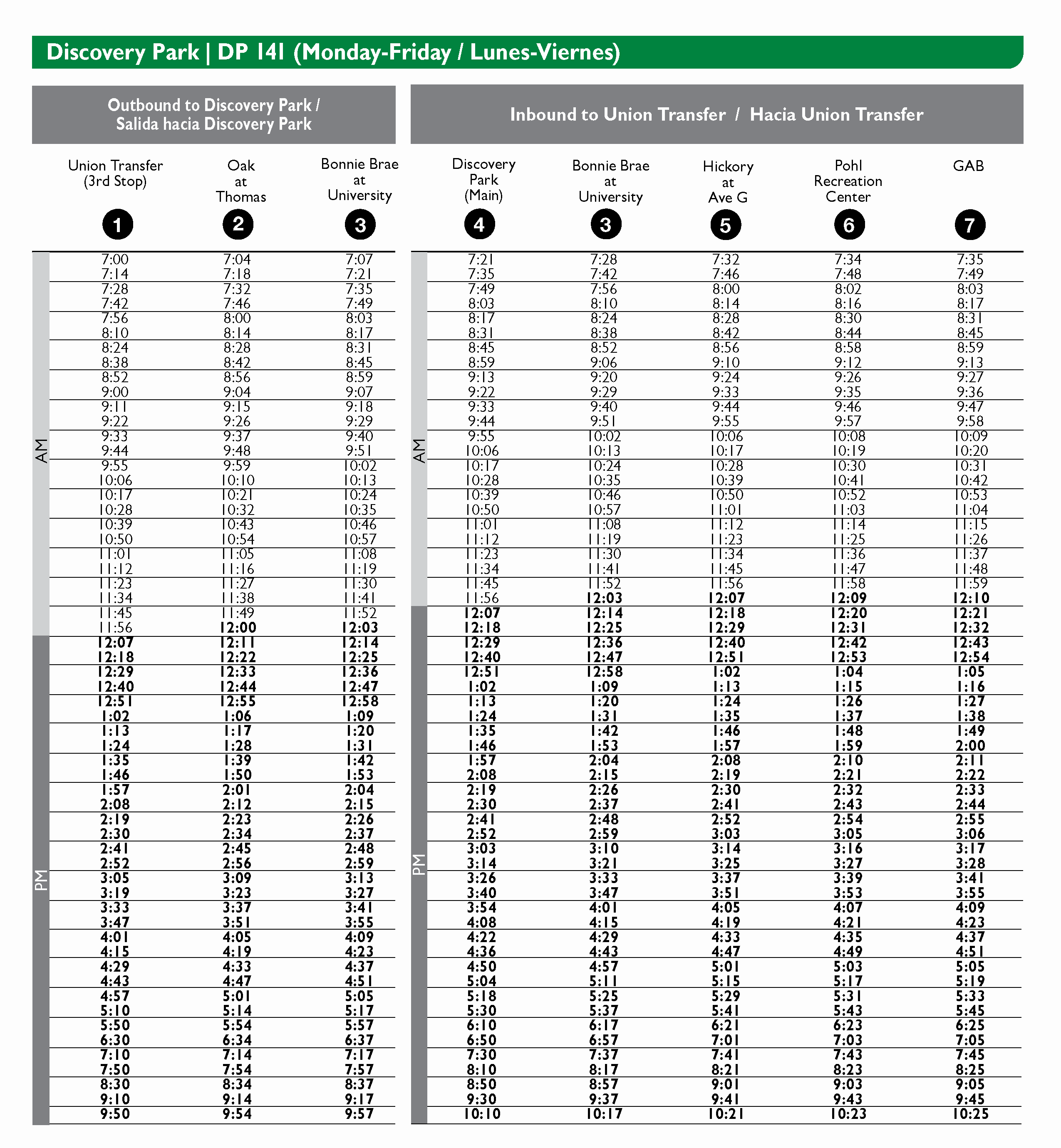 UNT DP - Schedule
