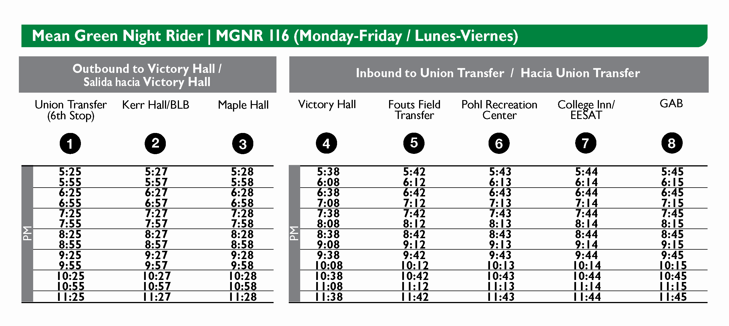 UNT MGNR - Schedule