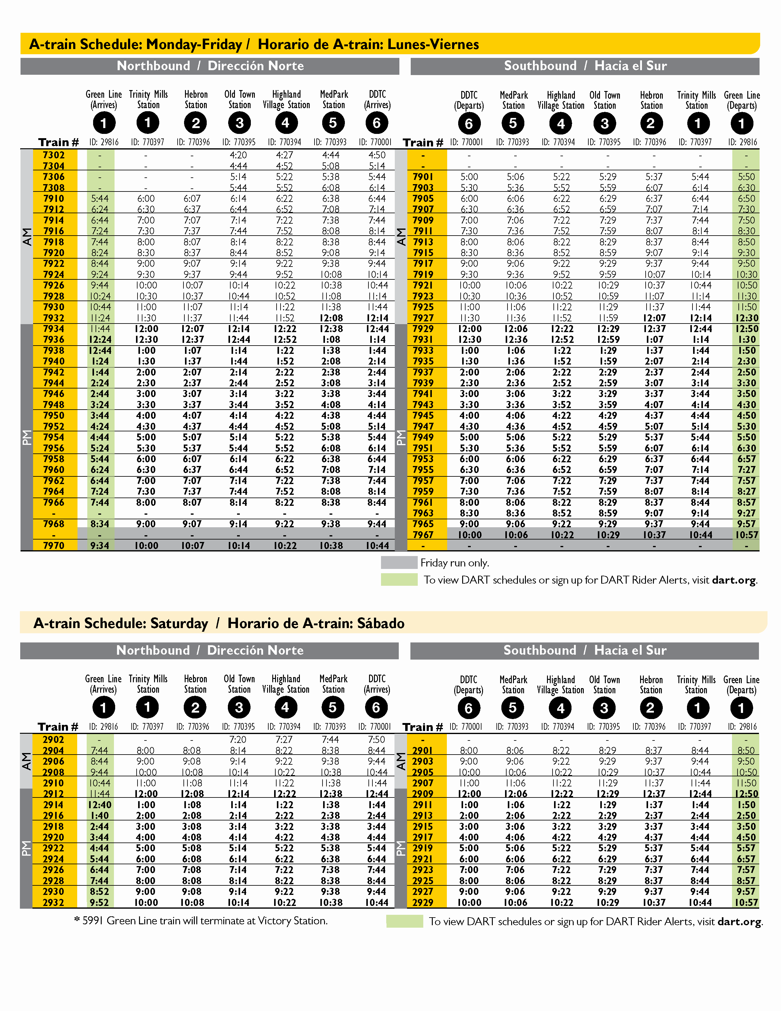 A-train Schedule