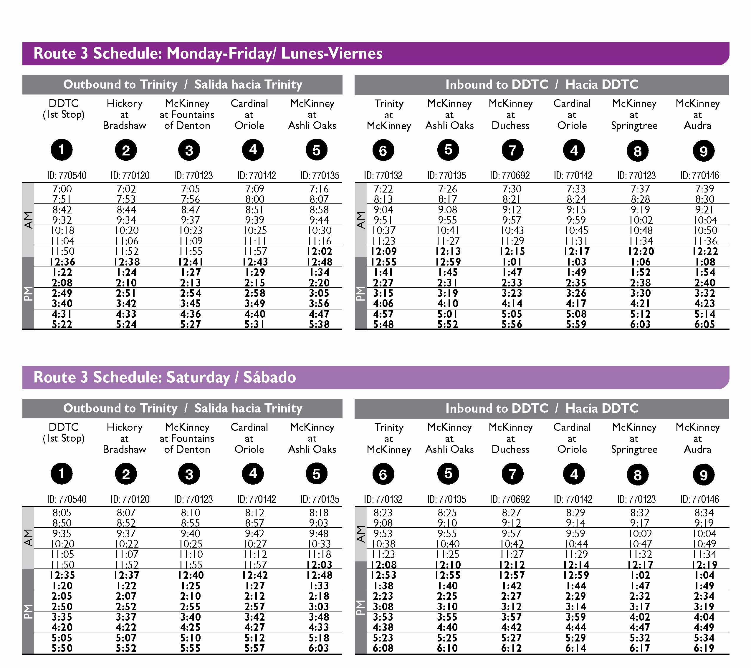 Route 3 Schedule