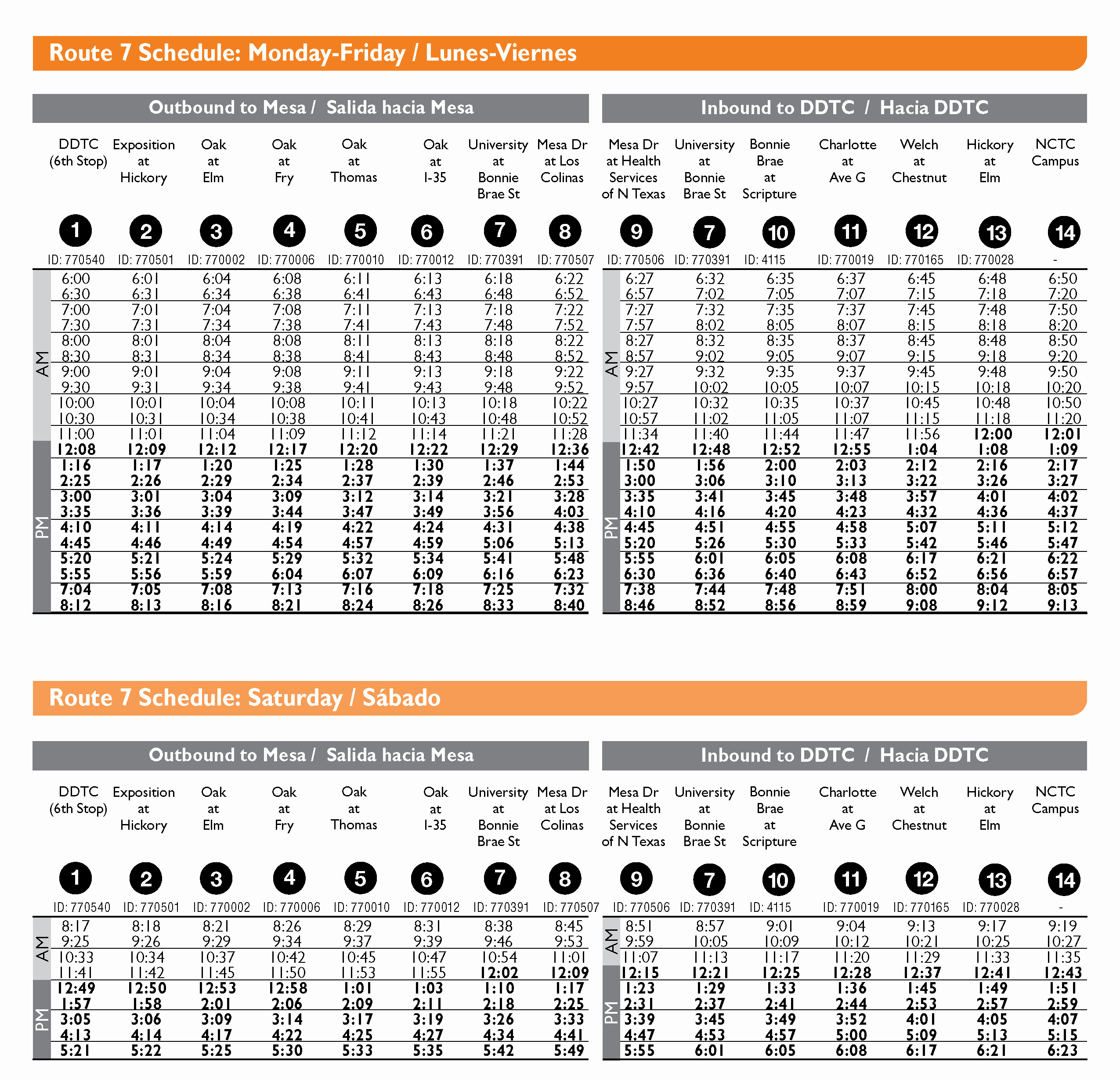 Route 7 Schedule
