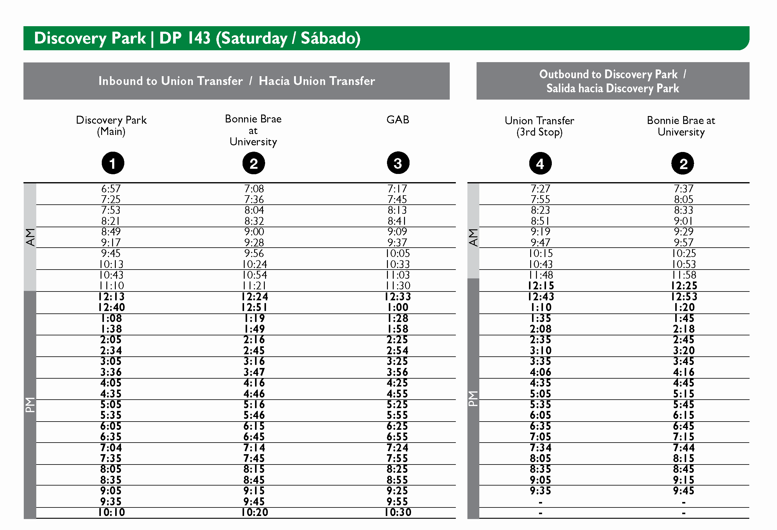 UNT DP Saturday - Schedule