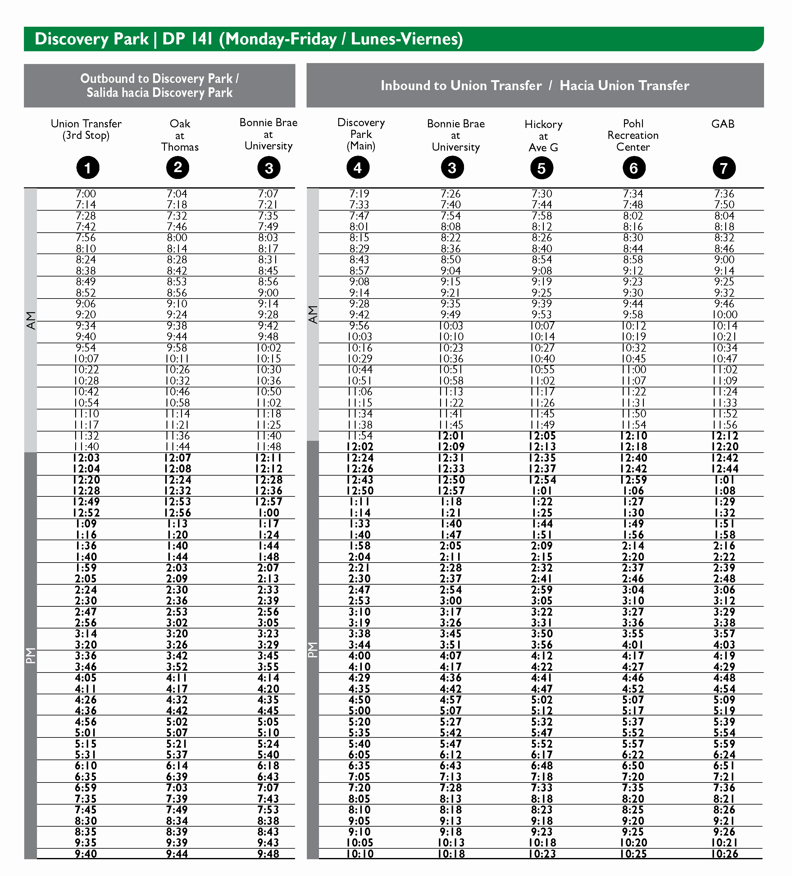 UNT DP - Schedule