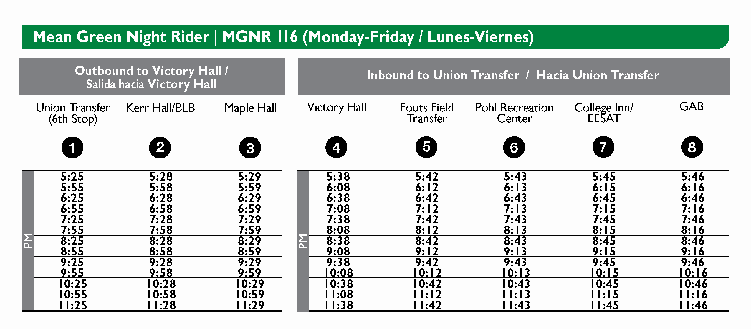 UNT MGNR - Schedule