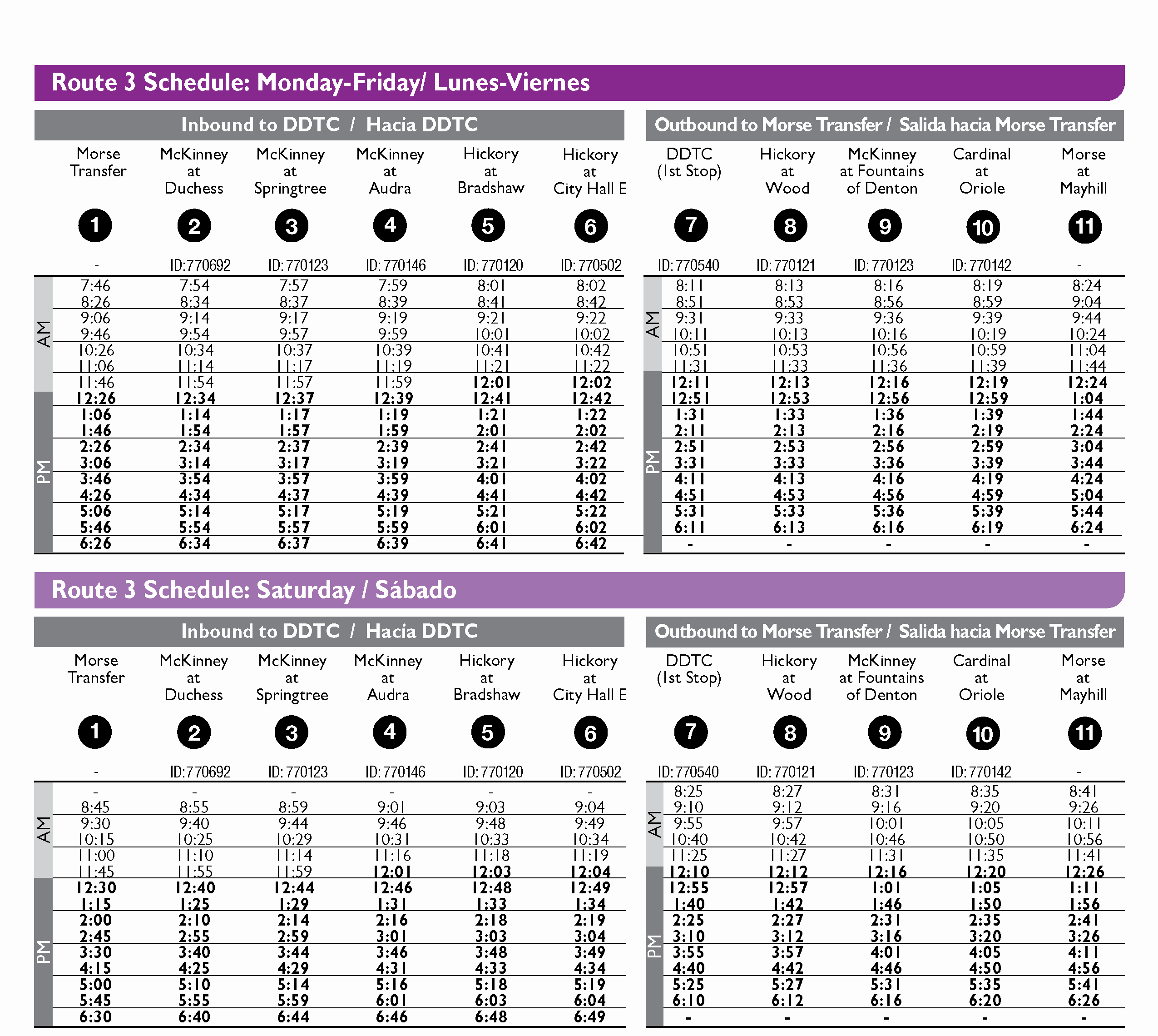 Denton Route 3-3.14.2022-Schedule