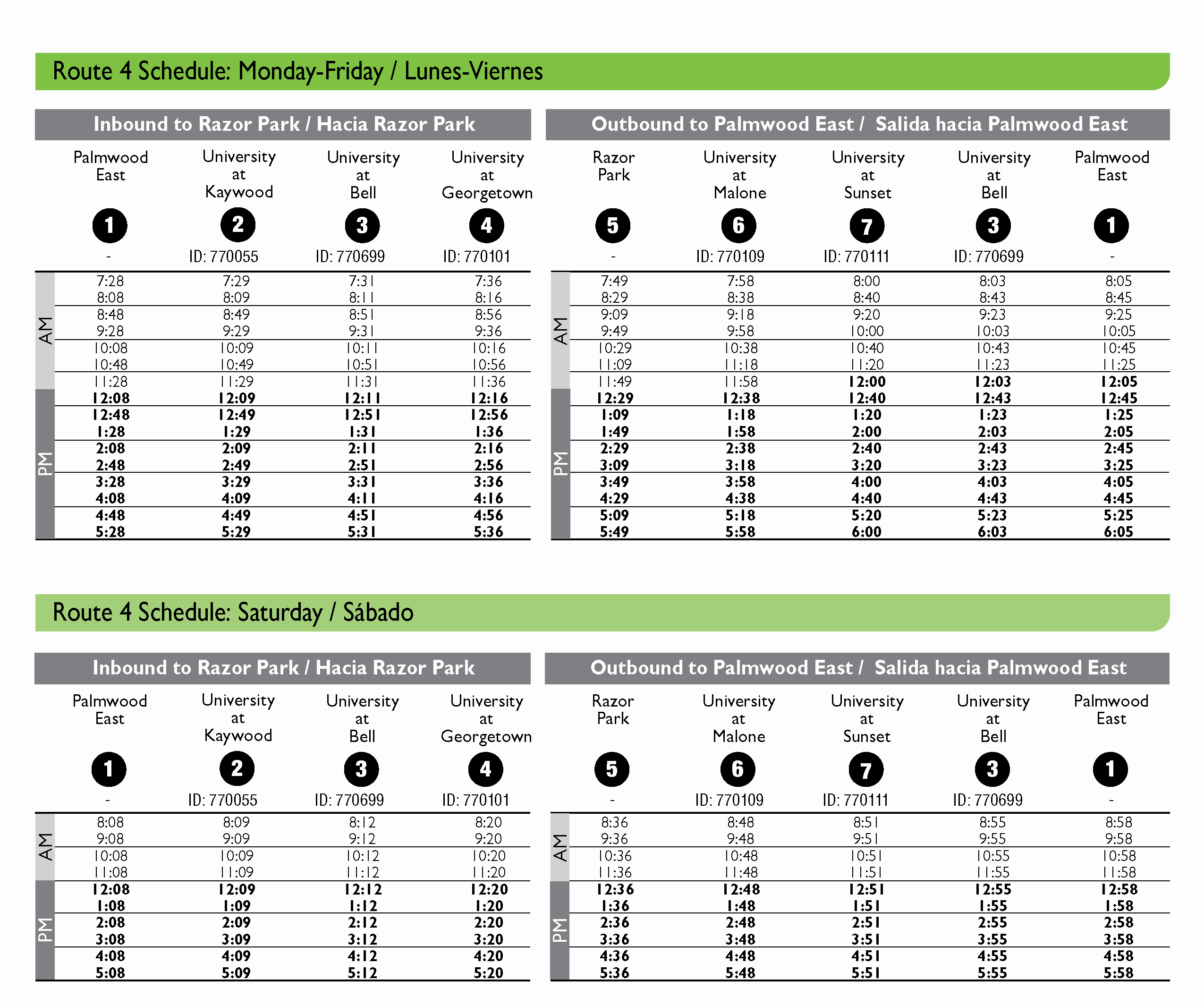 Denton Route 4-3.14.2022-Schedule
