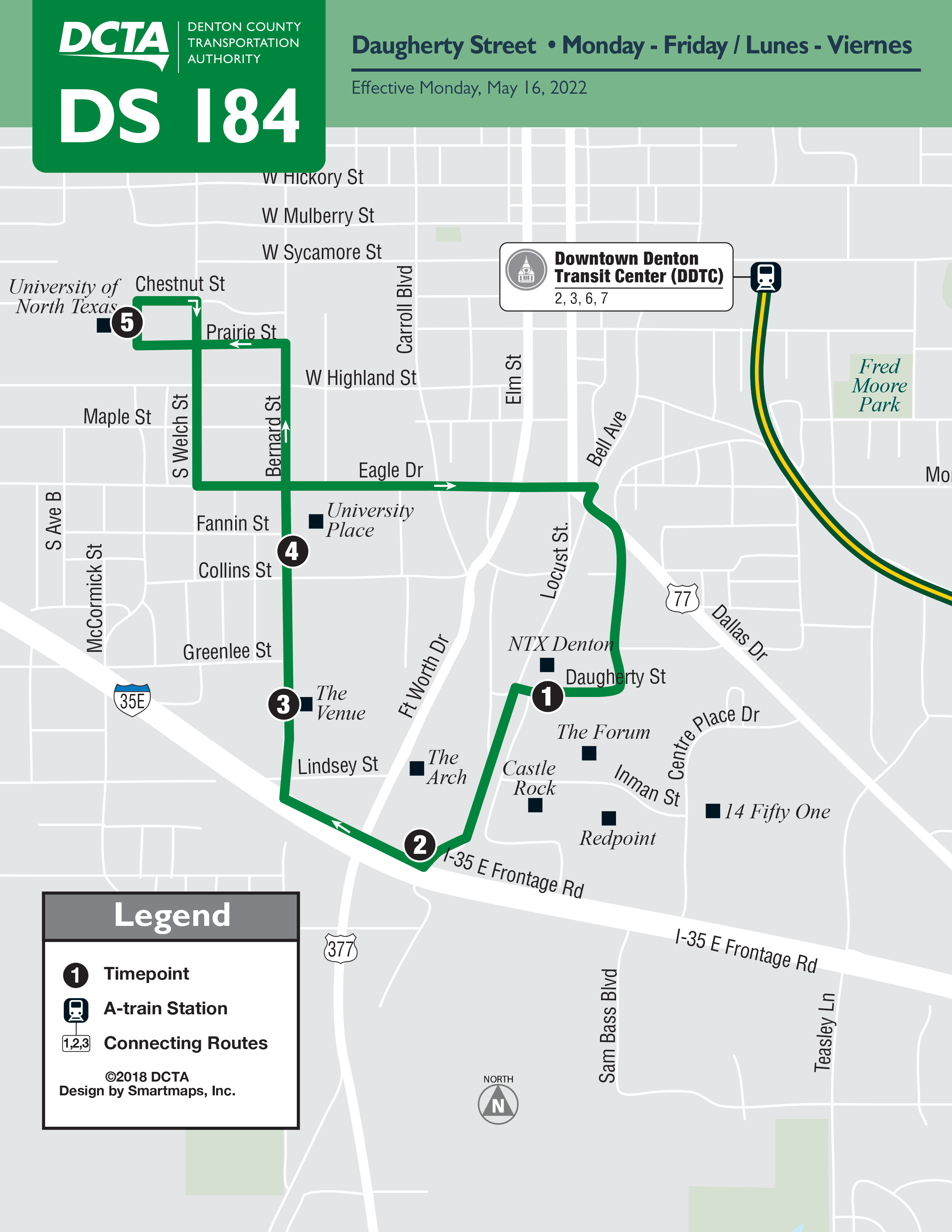 Daugherty Street Route 184 Map