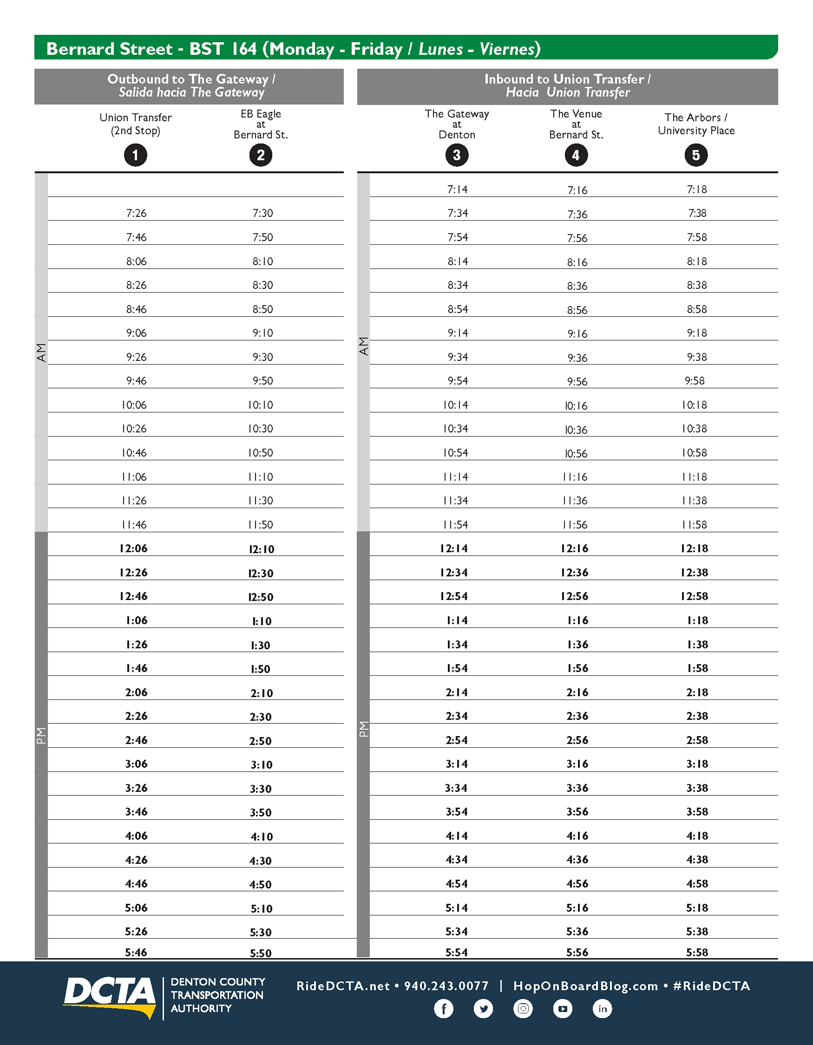 2305-UNT_BST164schedule
